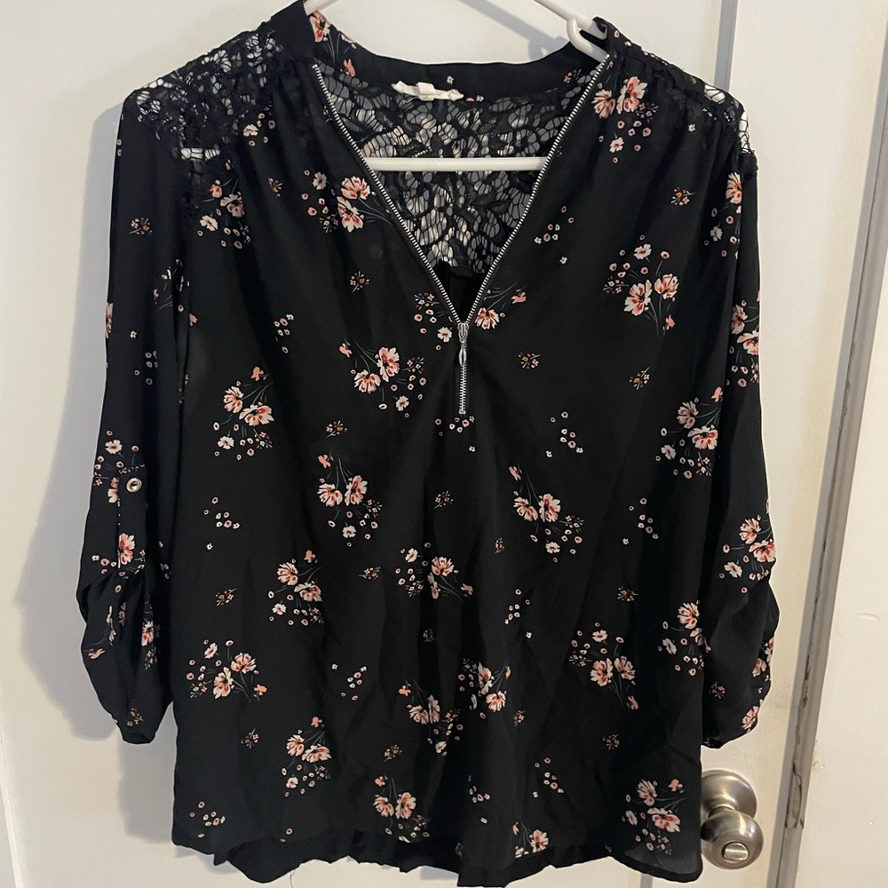 Floral Black Women's Top